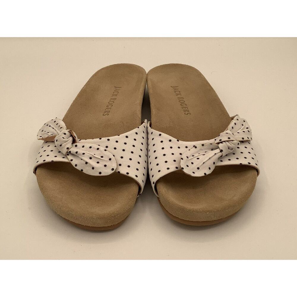 Jack Rogers White Polka Dot Knot Slide Sandals
